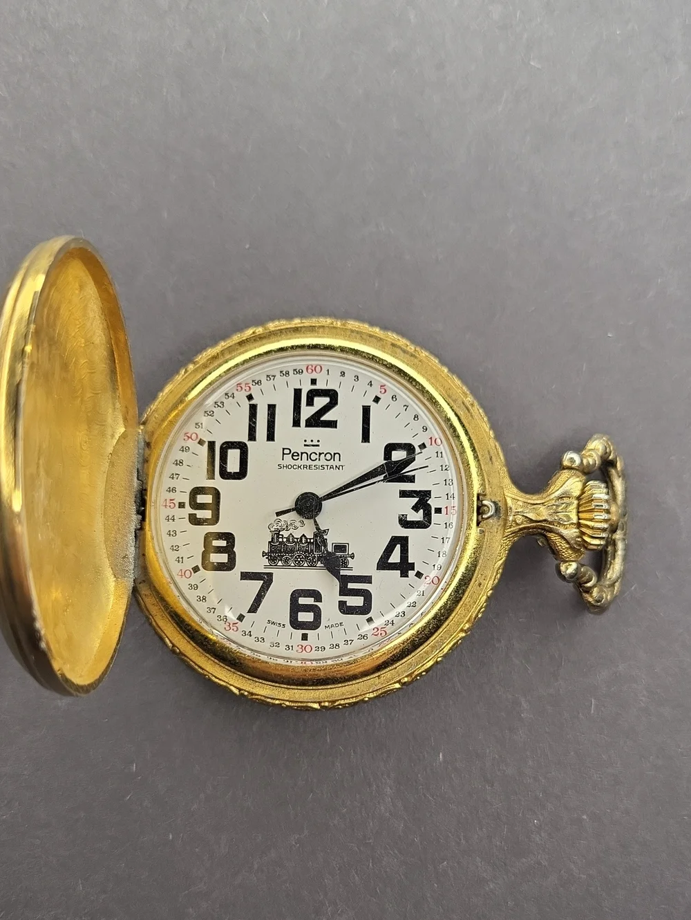 Gold Train Pocket Watch